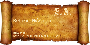 Rohrer Mária névjegykártya