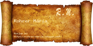 Rohrer Mária névjegykártya